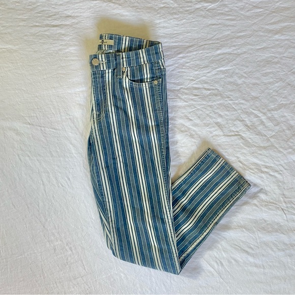 7 For All Mankind | Straight Leg Crop Indigo Stripe Jeans | Size 25 - Picture 2 of 6